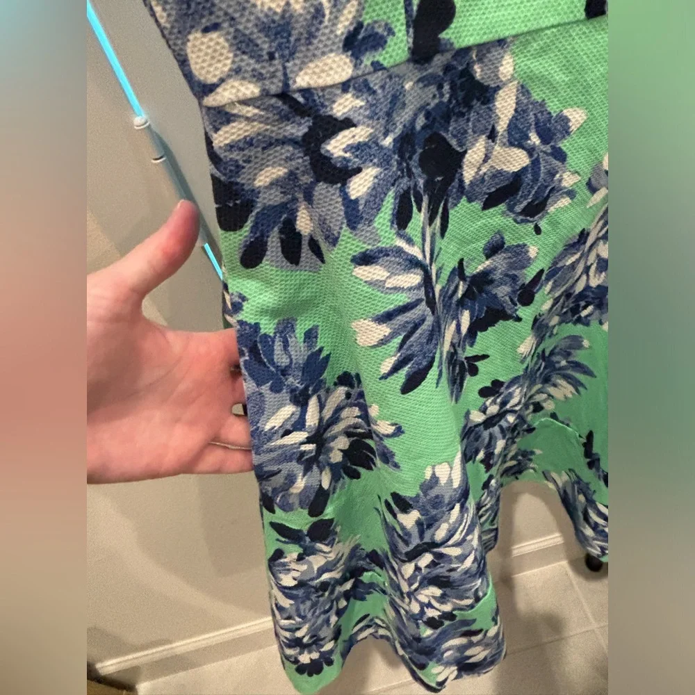 J.Crew Green Blue Floral Dress Fit and Flare Size 2
